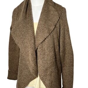 Alpaca Wool Blend Drape Cardigan Cozy Shawl Collar Open Front (M)